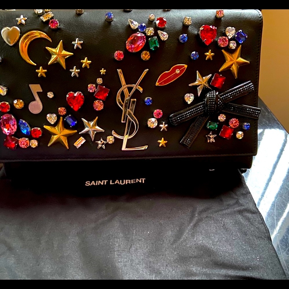 Saint Laurent Embellished Kate Crossbody Clutch